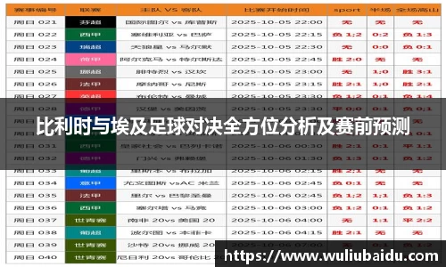 J9比利时与埃及足球对决全方位分析及赛前预测